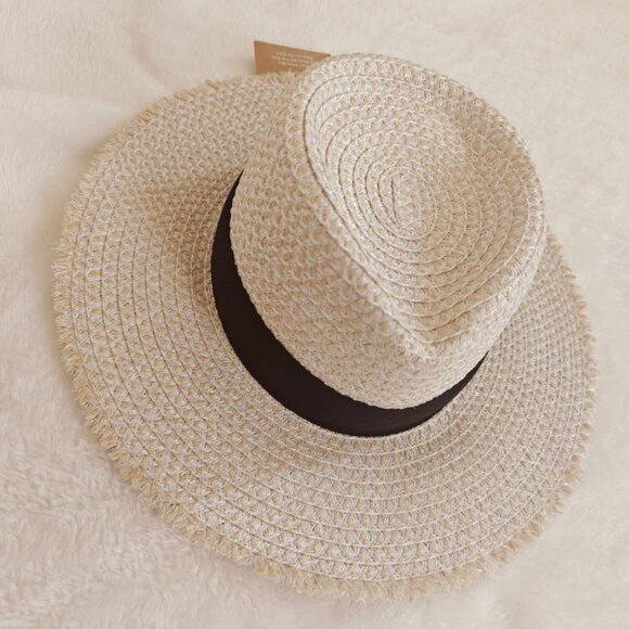 NWT Eric Javits Fringe Pinch Straw Fedora Hat Packable Women’s - Picture 5 of 9